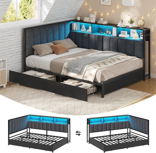 4ft6 double bed frame with - double, 2