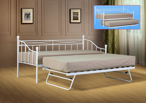 Single metal day bed white - metal,